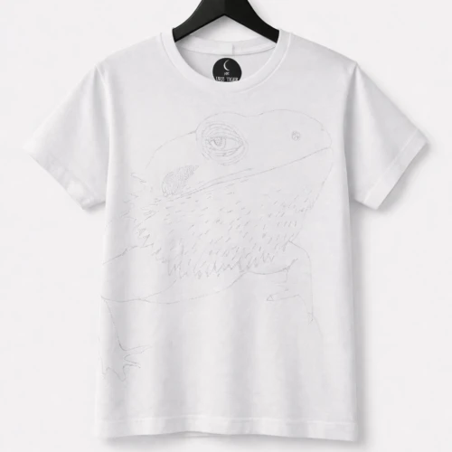 White T-shirt with reptile sketch