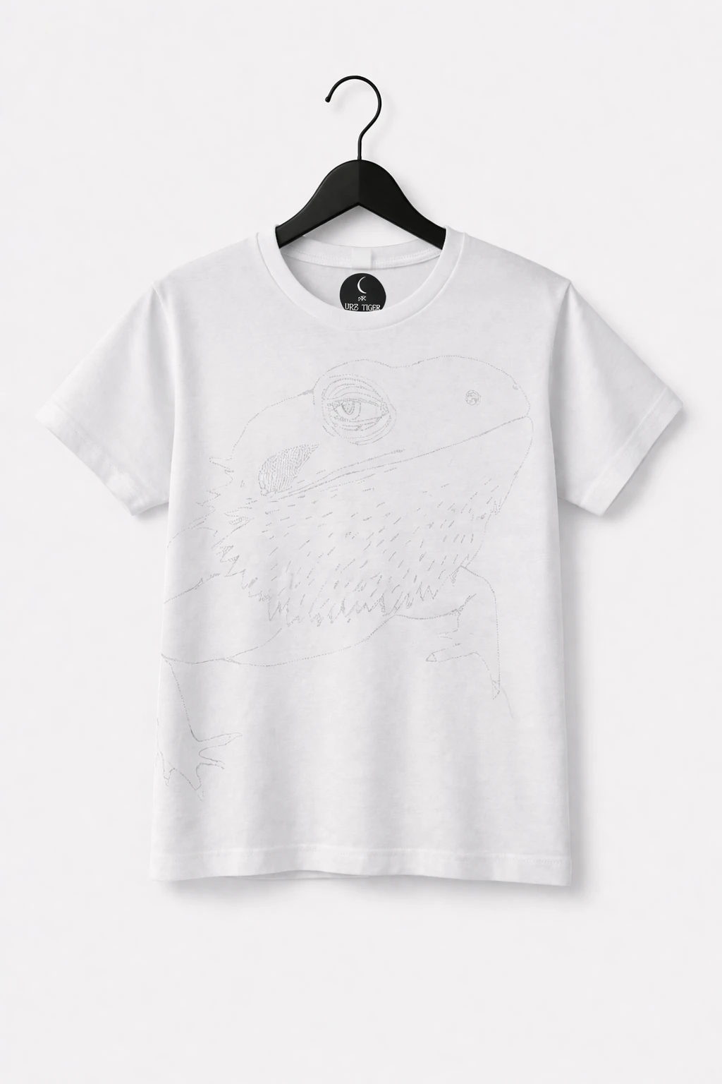 White T-shirt with reptile sketch
