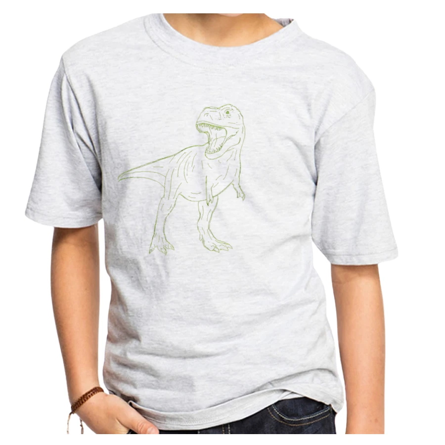 kids dinosaur t-shirt stitched thread art