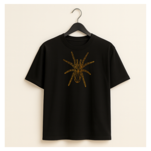 Black oversized recycled t-shirt Ecologie blank UK with Lucky Threads SPIDER design