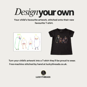 Design your own kids art T-shirt promotional graphic from Lucky Threads
