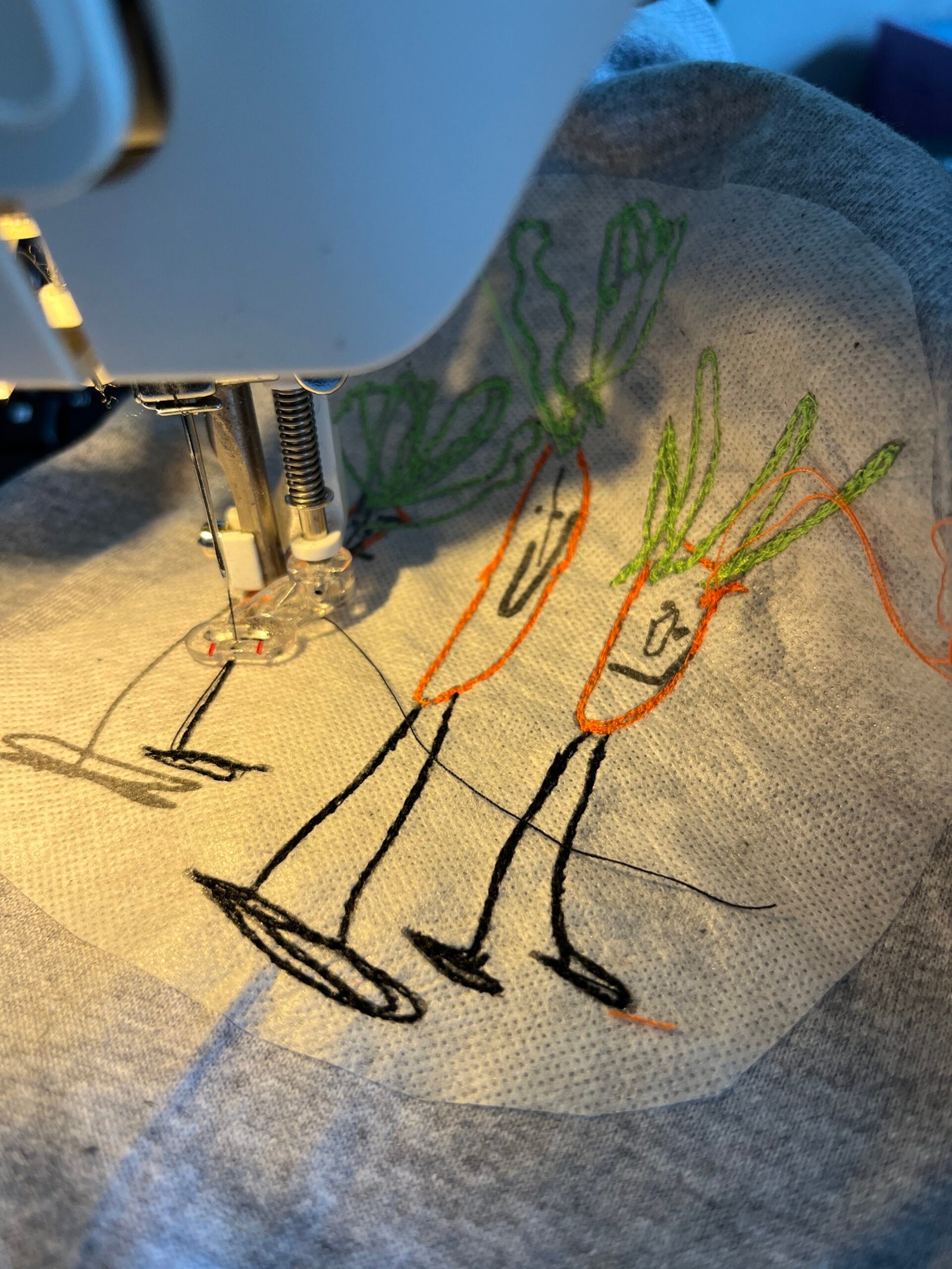 Embroidery in progress