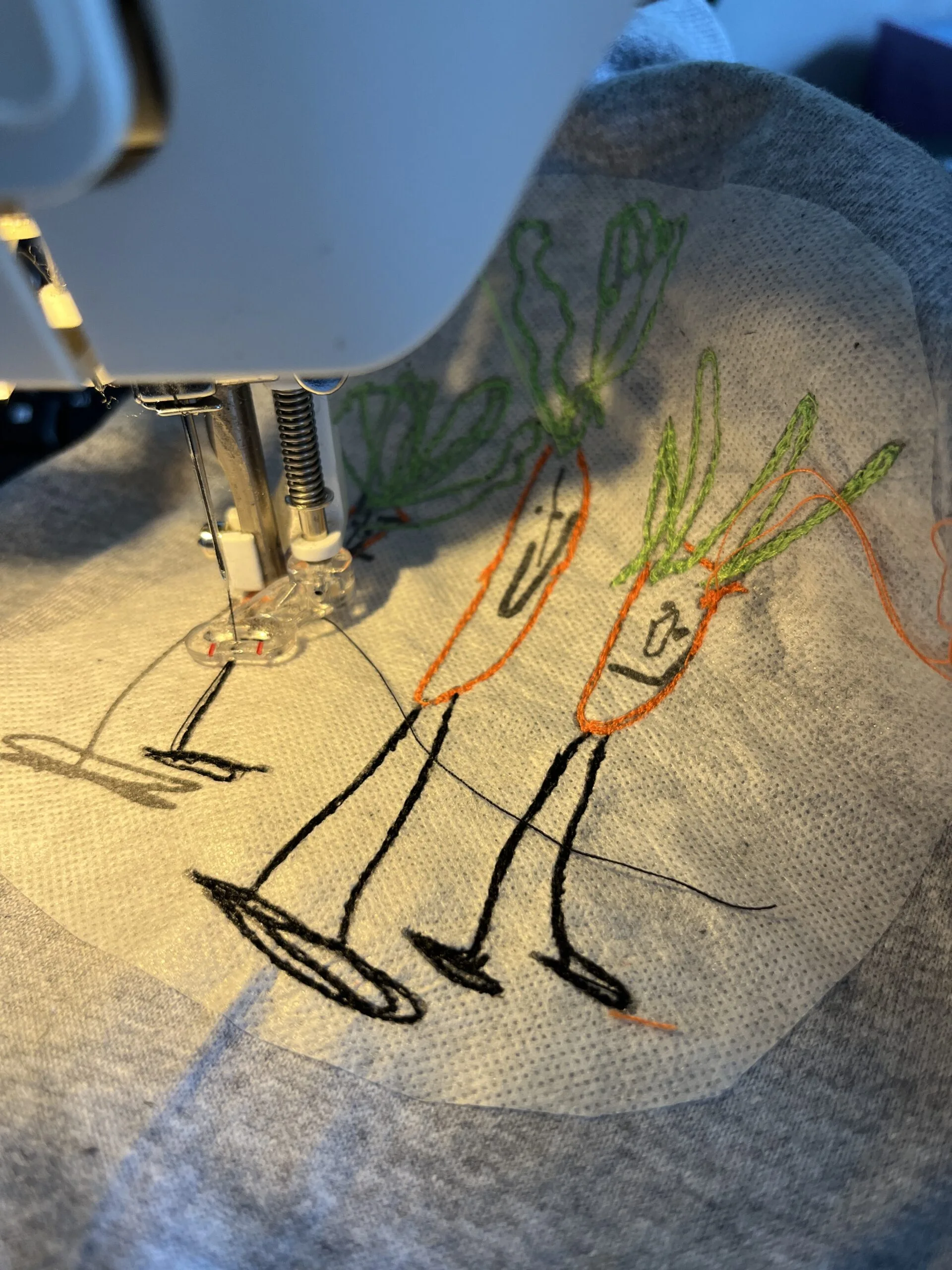 Embroidery in progress