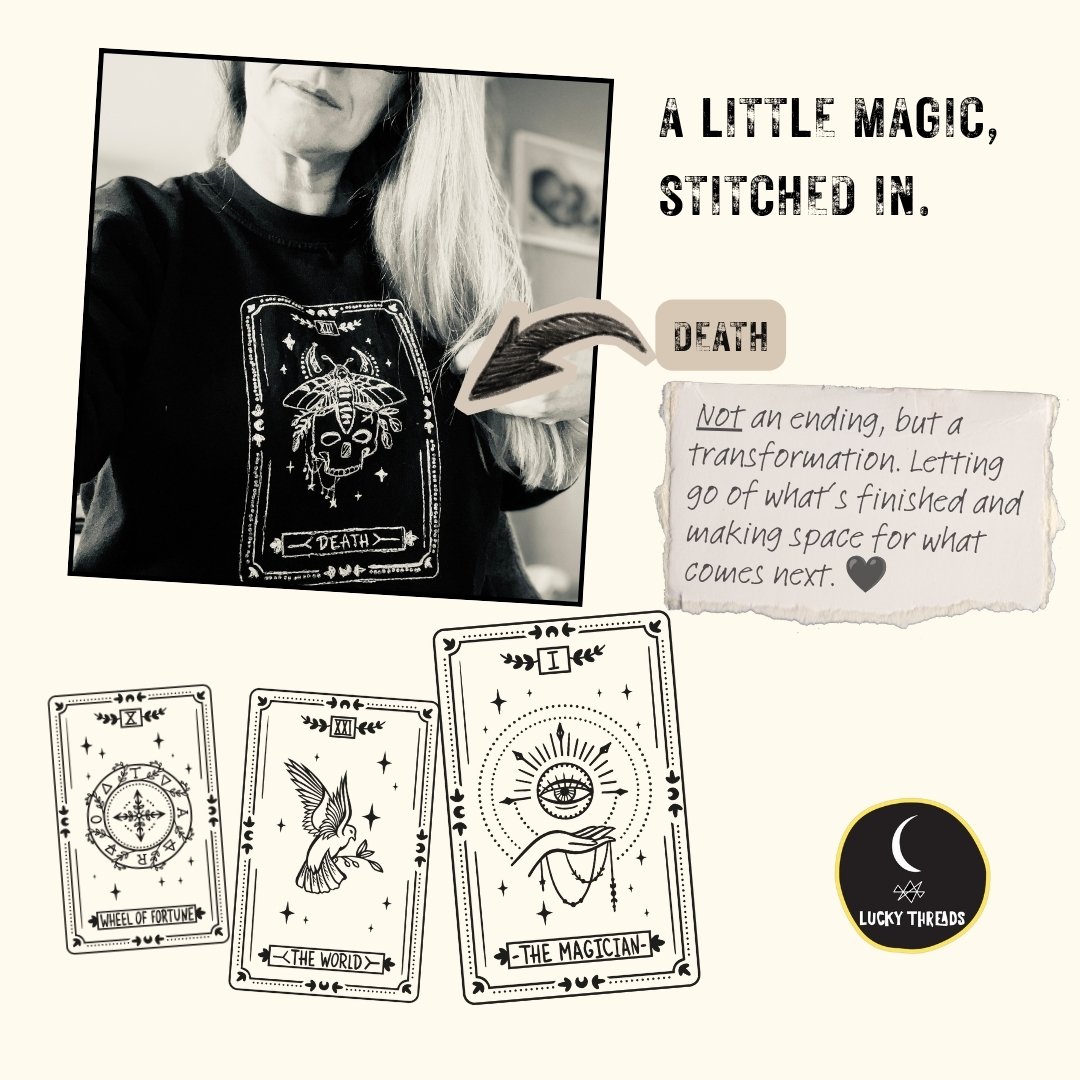 Lucky Threads tarot card inspired embroidery artwork